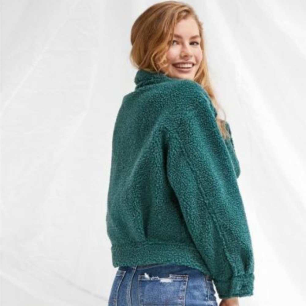 American Eagle Sharm Dark Teal Teddy Jacket. Size S - Picture 3 of 10